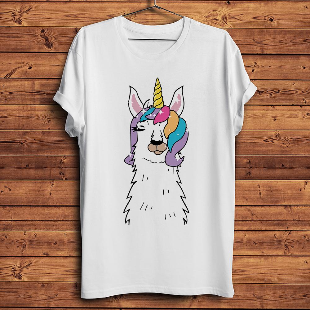 Rainbow Llama Unicorn Llamacorn Funny TShirtUnisex Homme White Casual Short Sleeve Tshirtunisex Teebreathable Print S