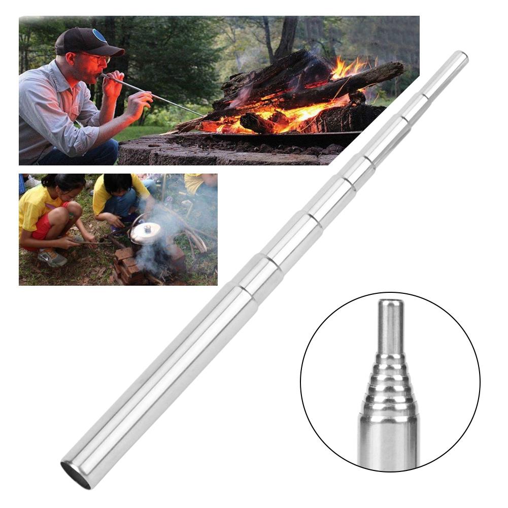 3Pcs 304 Stainless Steel Outdoor Portable Mini Stretch Blowpipe Blowtorch for Camping Barbecuesmall Size