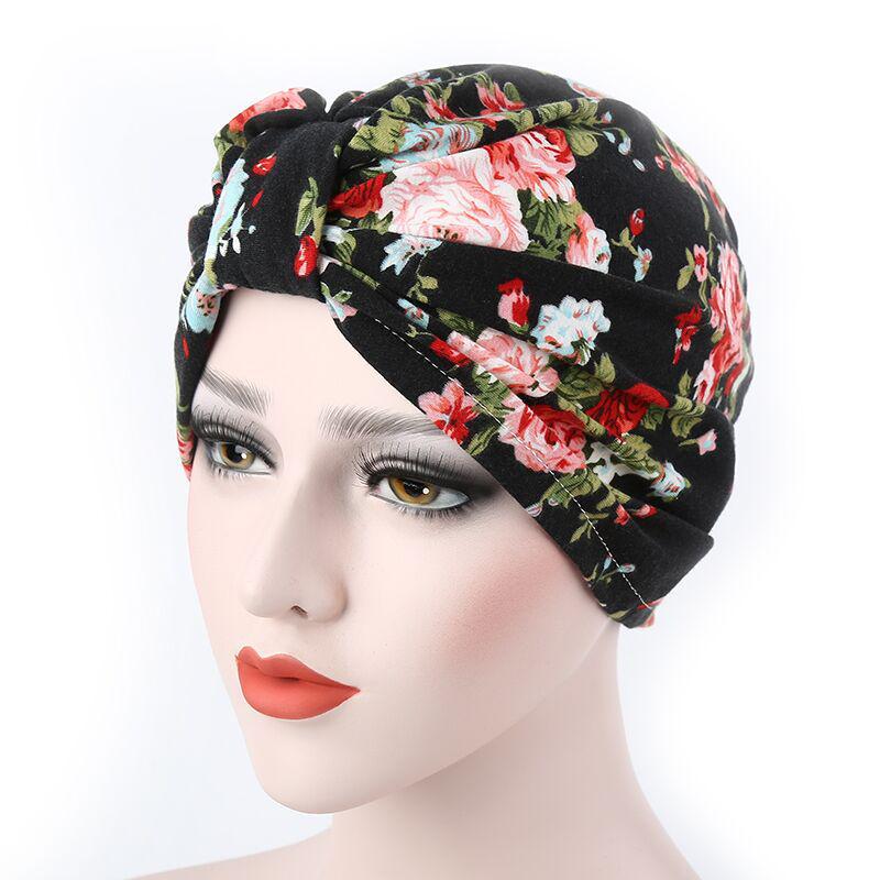 

Пасторальная Цветочная Хлопковая Повязка на Голову - Высококачественная Послеродовая Шапочка Adjustable чёрный