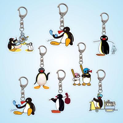 Portachiavi Acrilico Cartone Animato Famiglia Pinguini Divertente - Ciondolo Carino per Borsa e Ornamento per Coppia
