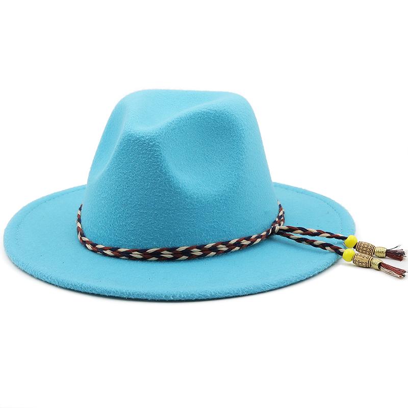New Wool Wide Brim Floppy Felt Trilby Bowknot Fedora Hat For Elegant Womem Ladies Winter Auturmn Cashmere Gangster Church Hat