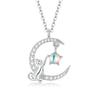 N33 Cat Moon Star Necklace Silver 925 Adjustable