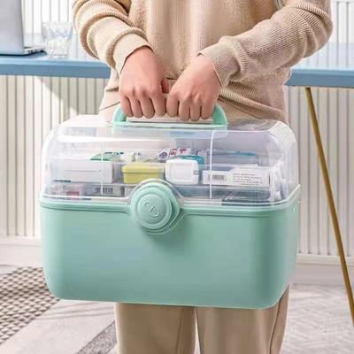 Family Medicine Storage Box with Anti Slip Handle Drug Storage Boxes Portable First Aid Kit Multi Layer Large Capacity Suitcase