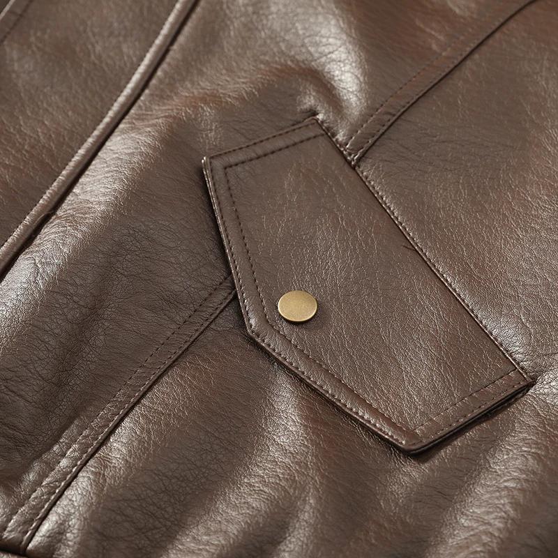 2026 Men Biker Leather Jacket Men Retro Black Coffee Jacket Autumn Men Pu Leather Coat Male Loose Motorcycle Faux Leather Coat