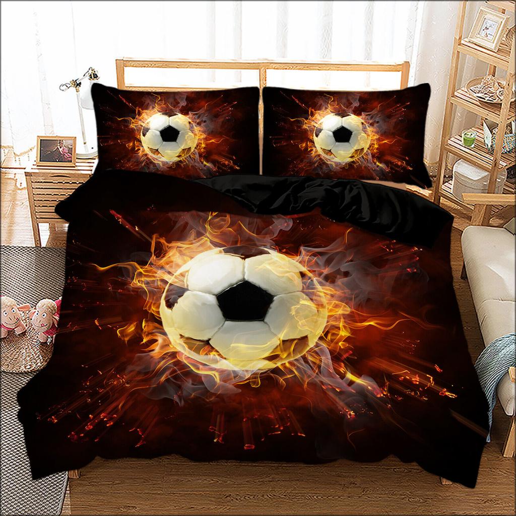 3D Football Duvet Qult Cover Bedding Set with Pillowcases Single Double King New