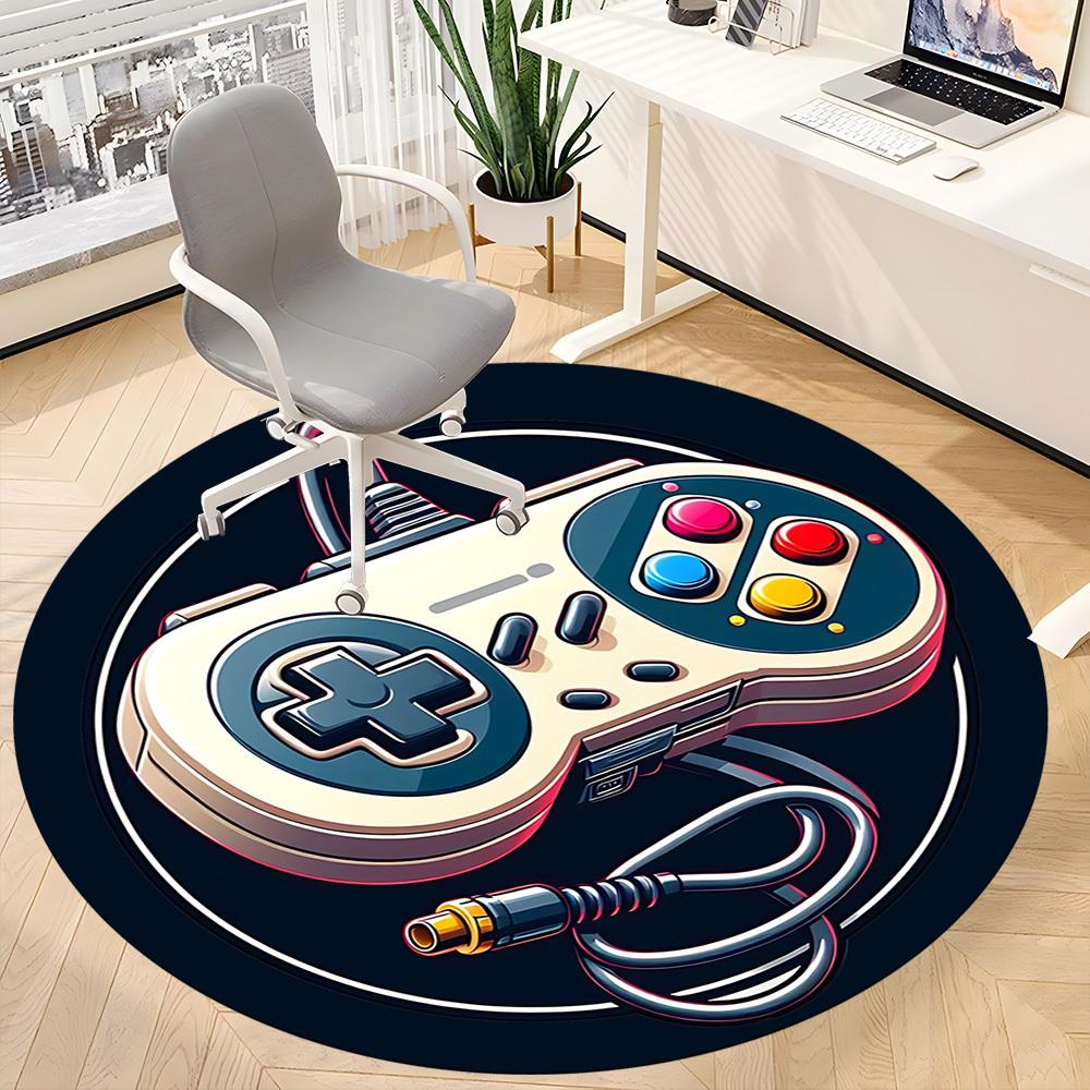 1pc Gamepad Controller Office Round Area Rug, Under Office Chairs Bedroom Living Room Home Decor, Room Deco, Available in Various Sizes