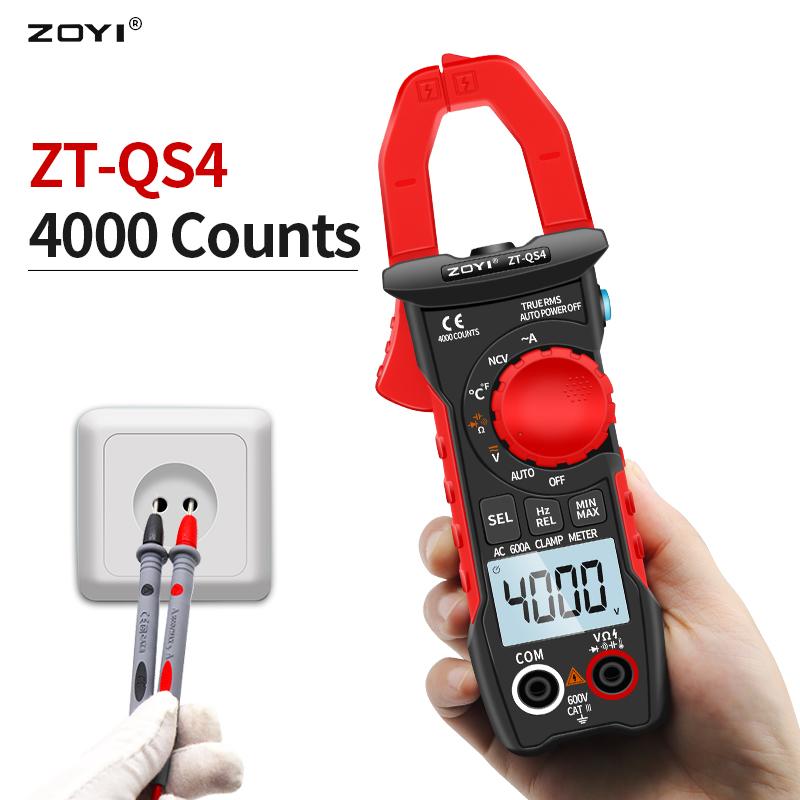 ZOYI ZT-QS4 Digital Clamp Meter DC/AC Current 4000 Counts Multimeter Ammeter Voltage Tester Car Amp Hz Capacitance NCV Ohm Test