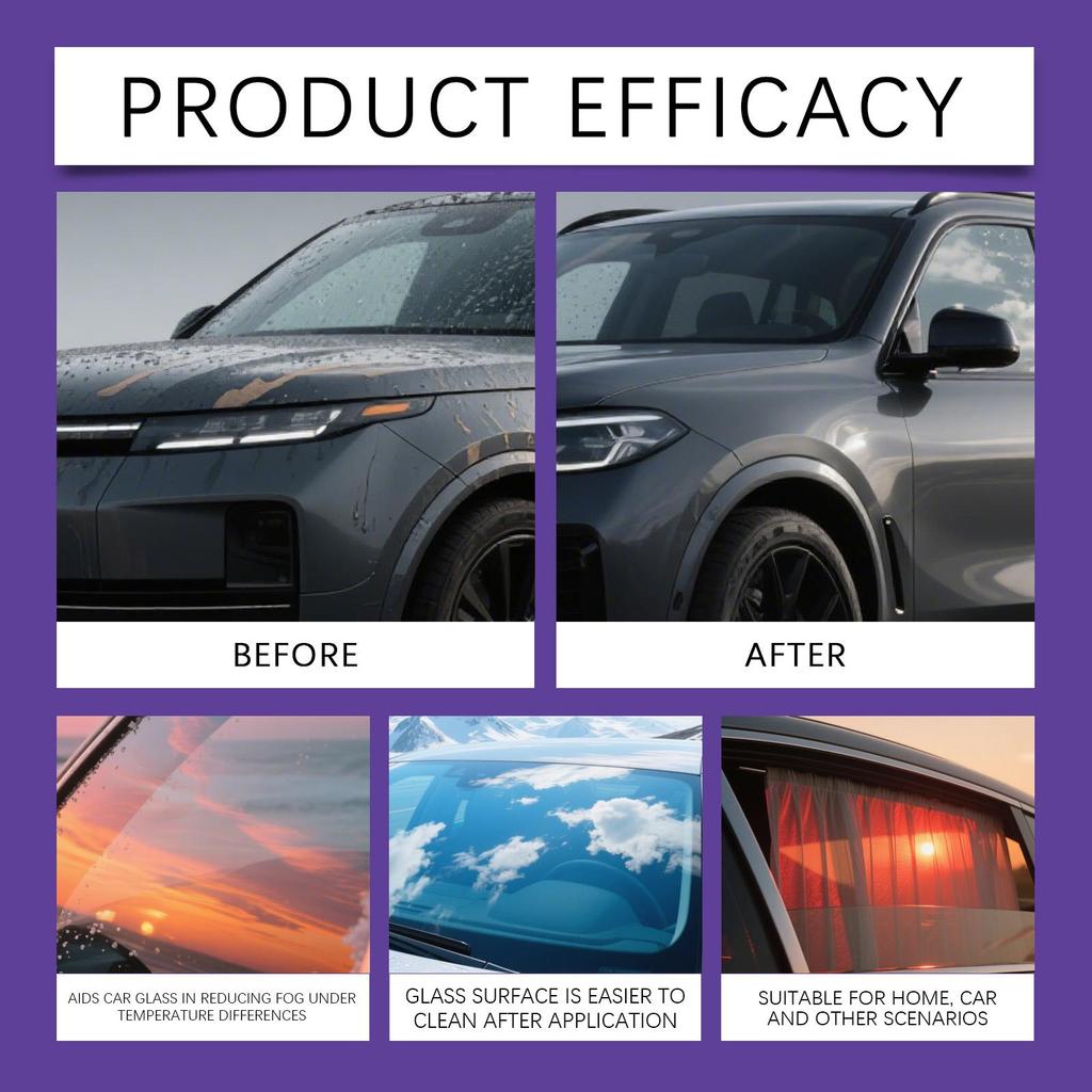 Hikmarion Car Glass Anti-fog Agent Waterproof Rainproof Anit-fog Spray for Front Window Glass Anti Mist (150ml+sponge + Towel)