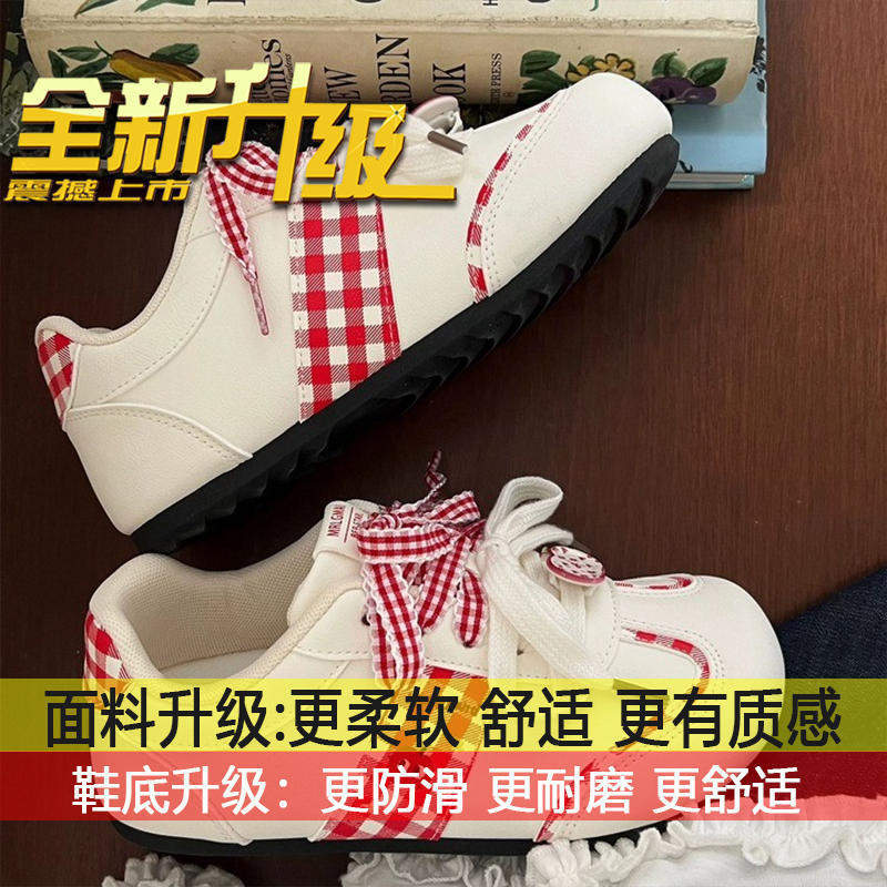

Chic niche design Korean version of student sports little white shoes female ugly cute 2025 autumn new pink puff board shoes 40