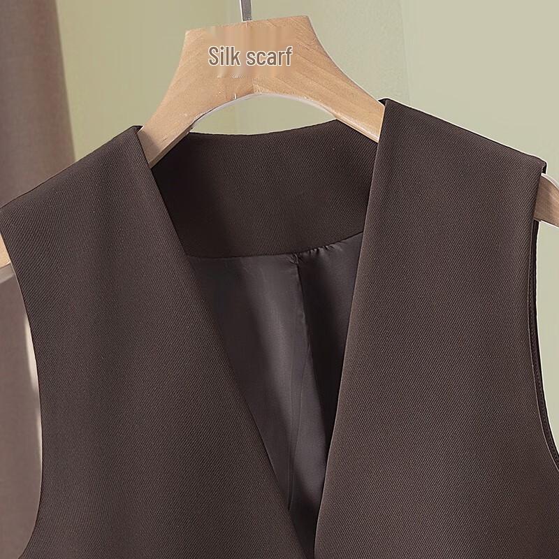 Sibaishai Women's V-Neck Single-Button Slim-Fit Mid-Length Vest