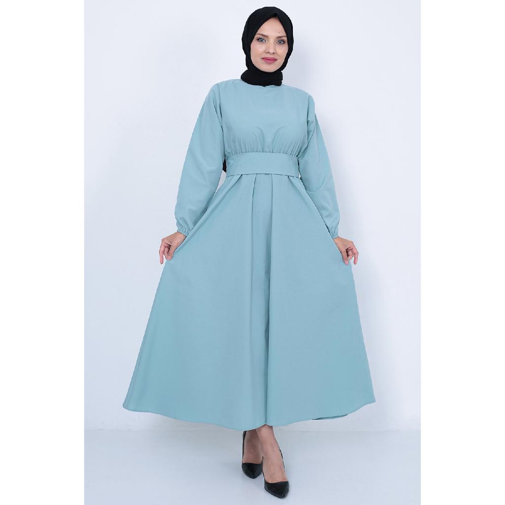 Rochie Neagra Hijab De Sezon Cu Talie Si Curea Elastica