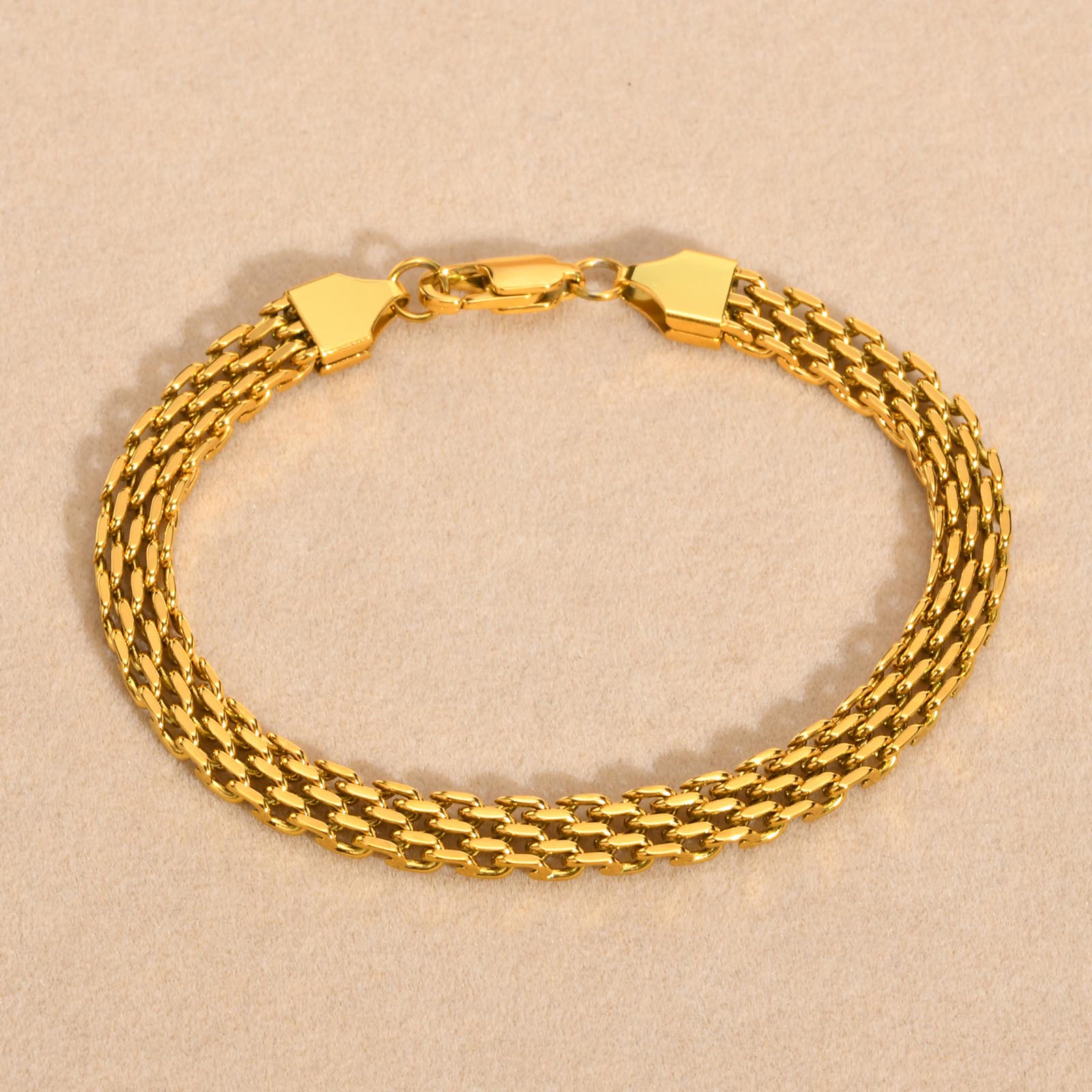 

Vnox Lightweight 6mm Unisex Chain Bracelets Black Gold Color Mesh Links Chain Wristband for Women Men Dainty Simple Jewelry 21cm