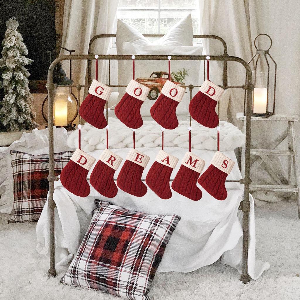 Cute Christmas Knitted Wool Stockings - Festive Tree Ornaments and Decorative Props