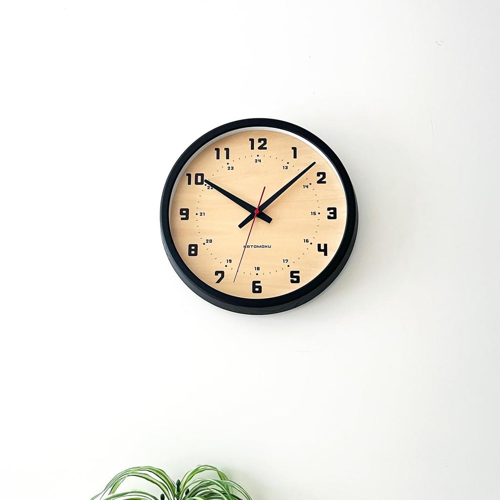KATOMOKU Muku Clock 8 Black Wall Continuous Second Diameter km-81BKRC Clock, Hand, 30.0cm (Radio-controlled)