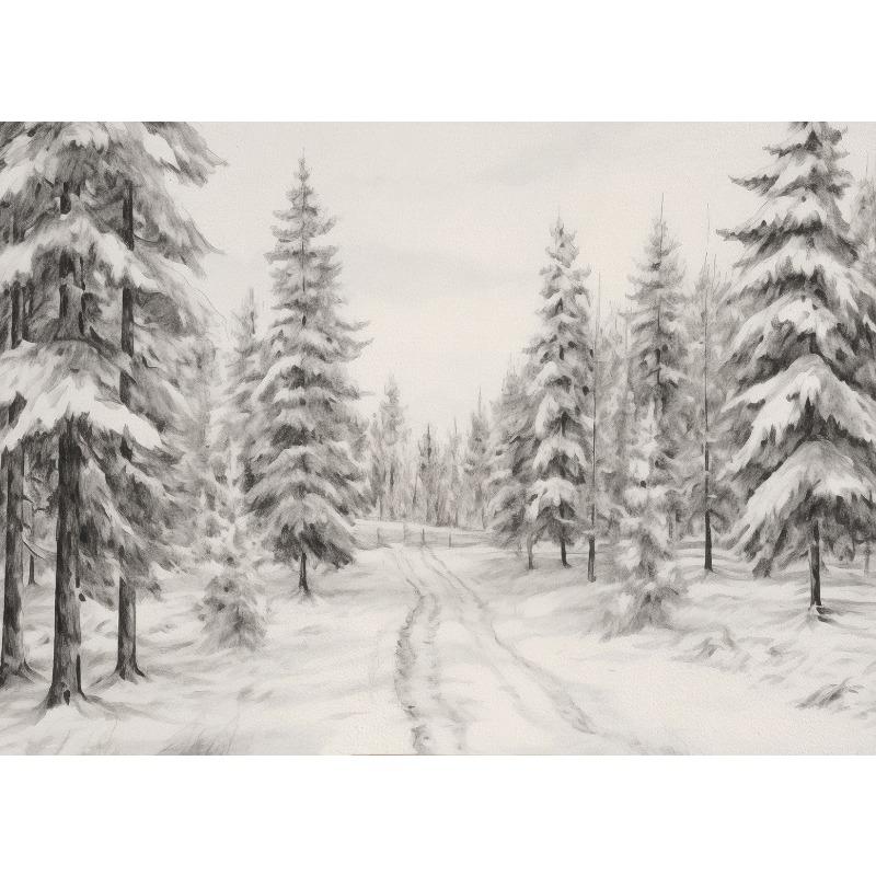 Vintage Winter Snow Scenery Pine Tree Posters and Prints Canvas Printing Wall Art Picture for Living Room Home Decoration