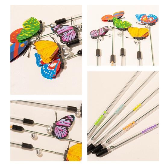 Juguete telescópico con forma de palo para gatos, con cascabel, interactivo y retráctil, con forma de mariposa, divertido juguete para gatos de interior