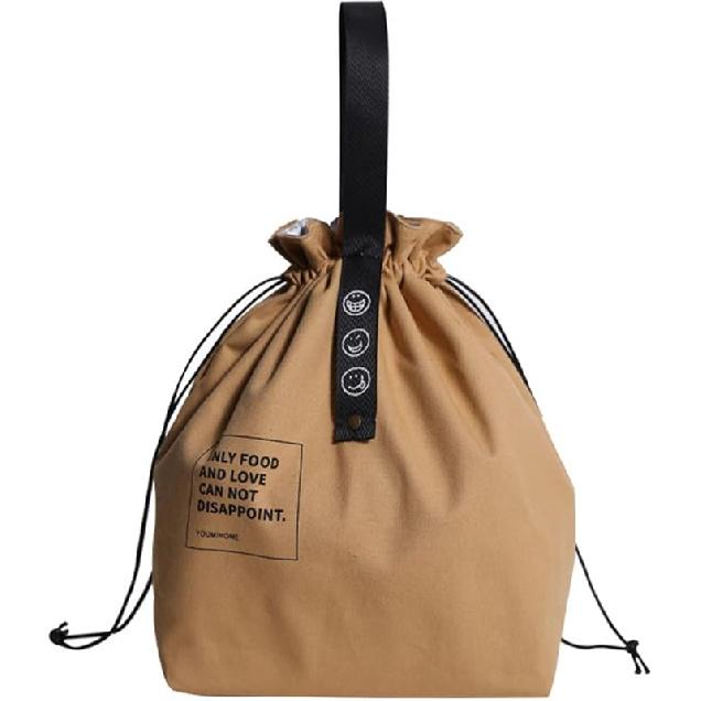 Canvas Drawstring Lunch Bag Insulated Lunch Tote Japanese Style Bento Tote Bag Reusable Lunch Bag Insulated Handbag Tote bag with Handle and
