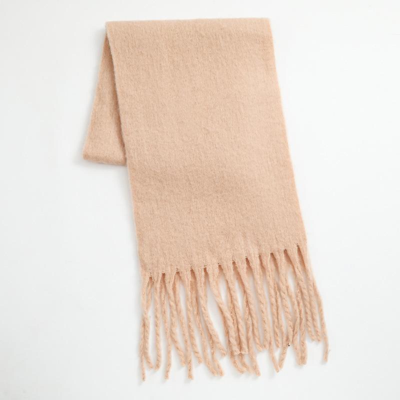 Imitation Cashmere Scarf Soft and Waxy Thickened Men's Thick Tassel Woolen Scarf Women's Winter Solid Color Autumn and Winter Scarf