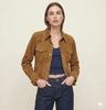 Suede Lambskin Leather Brown Soft Formal Genuine Women's Shirt Stylish Handmade
