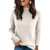 Women's Fashion Color High,Neck Long Sleeve Loose Fit Base Layer Sweater Top