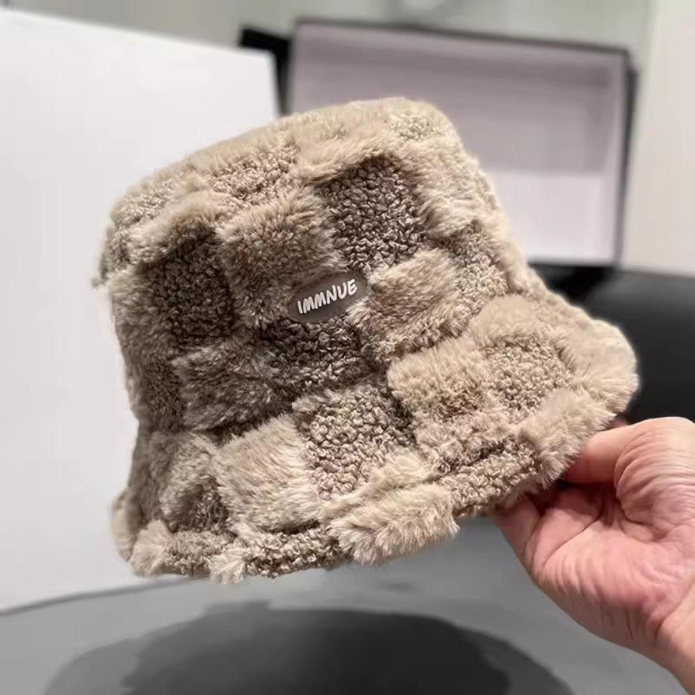 Adjustable Winter Fisherman Hat Plaid Checkered Checkered Basin Hat  Outdoor Activities