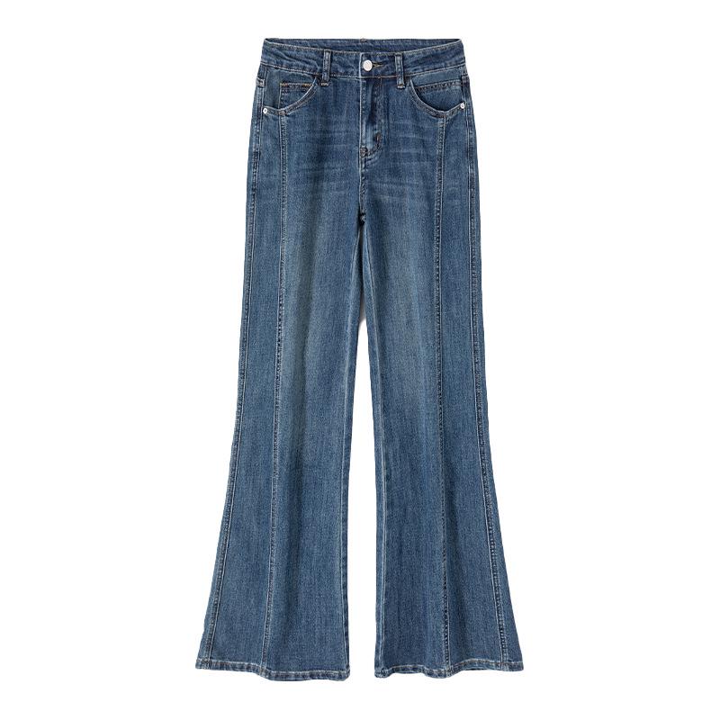 

Women s High Waist Retro Bell Bottom Jeans - Spring 2026 Collection, Elastic Fit, American Casual Style in Blue. M [50-55 kg]