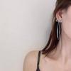 Bow temperament long fringed earrings women's autumn new trendy no ear piercings earrings