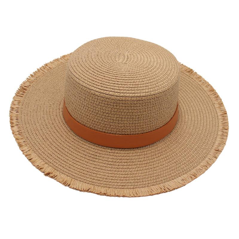 Vacation Flat Top Beach Hat Seaside Visor Rough Rafi Straw Hat Sweet Jazz Hat Panama
