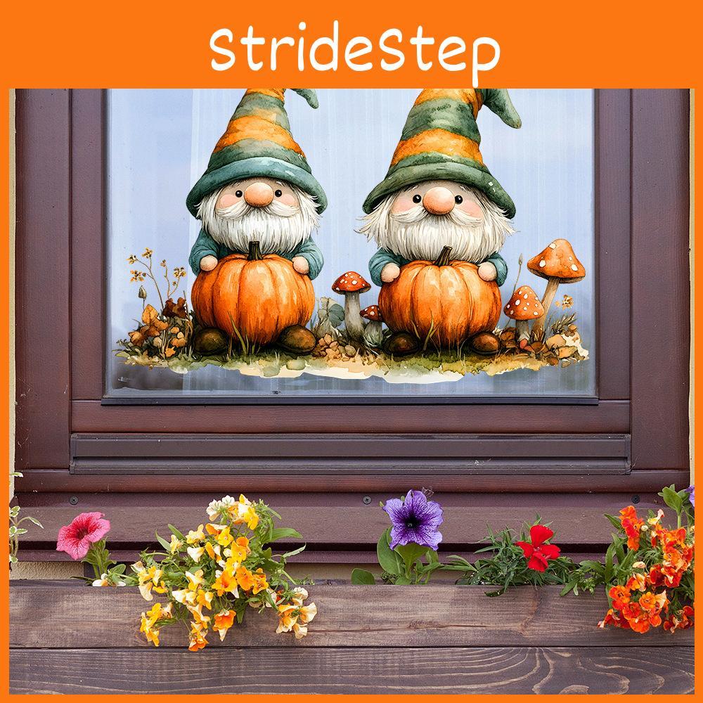 Dwarf Halloween Cartoon Pumpkin Glass Window Static Glue Free Home Sticker Decor