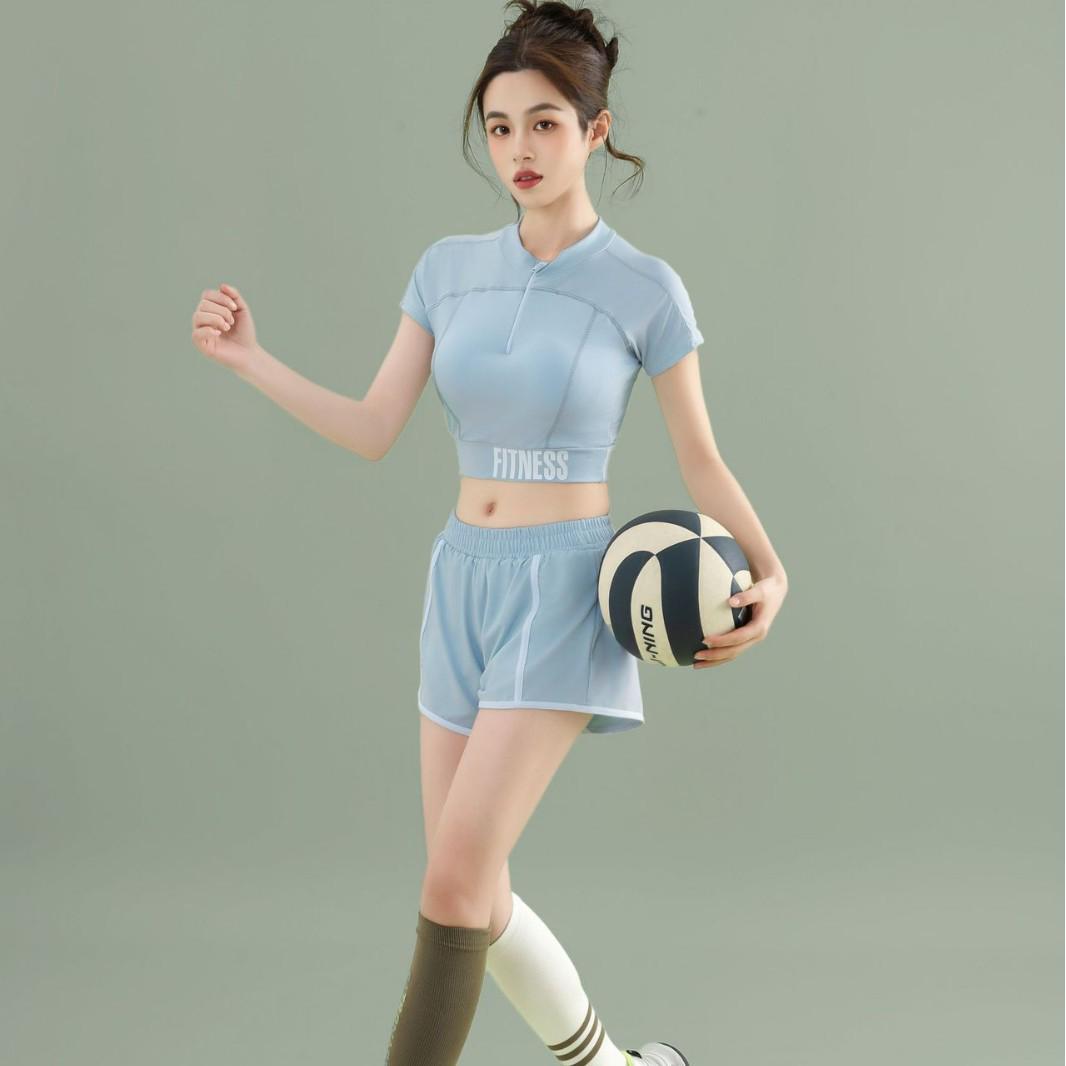

Women s Sporty Swimsuit Set - 2025 Tight-Fit Short-Sleeved Swimwear for Spring/Summer L (95-110 lbs)