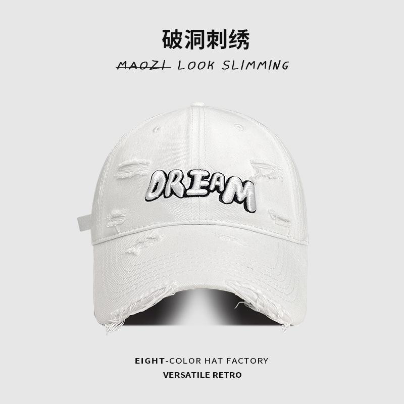 Big head circumference baseball cap women's spring summer hole visor showing face small deep top couple versatile cap
