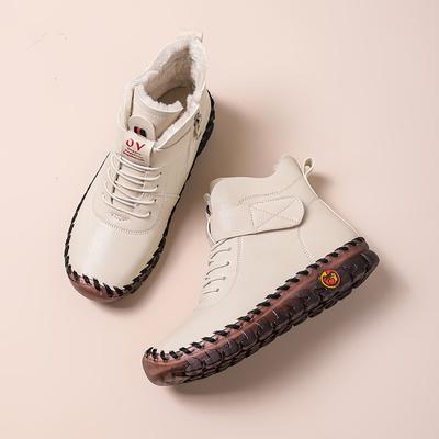 Women Winter Warm Walking Shoes Moccasins Driving Shoes High Top Fur Boots Casual Plus Size Outdoor Handmade Shoes