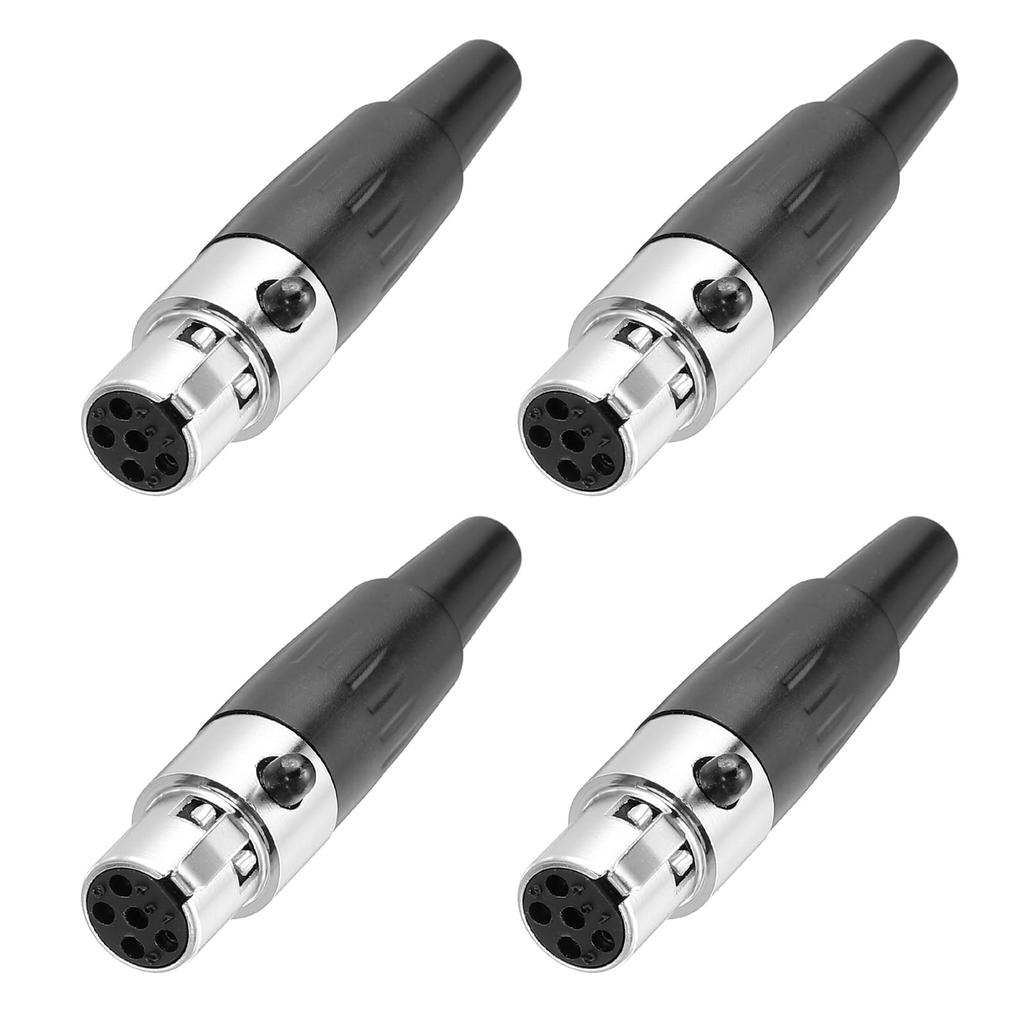 uxcell 4-Pack 5-Pin Female Mini XLR Connector TA4F Jack Adapter Plug Replacement Cable Terminal for Microphones, Audio Amplifiers, Mixers, Recording