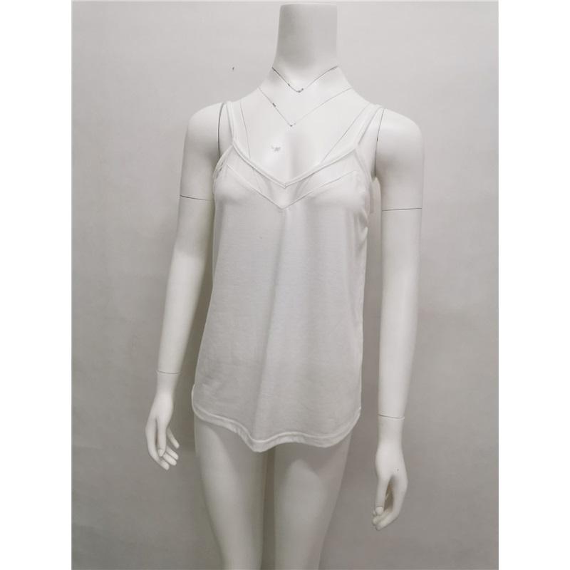 Solid Color Spaghetti Straps Mesh V-neck Splicing Camisole Small Tank Tops Female