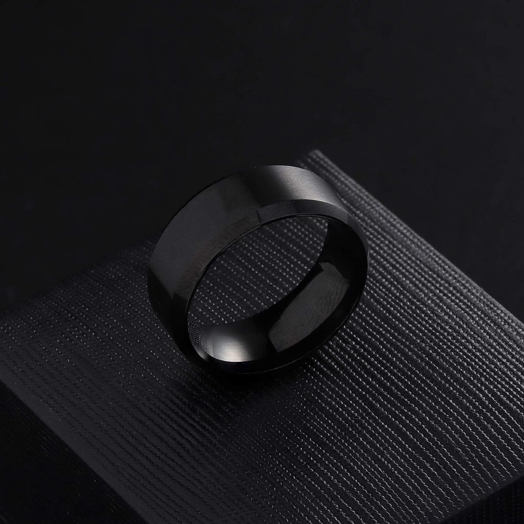 Fashion Men's Smooth Black Stainless Steel Rings Width Signet Square infinity Finge Ring Hiphop Male Wedding Party Jewelry Gift