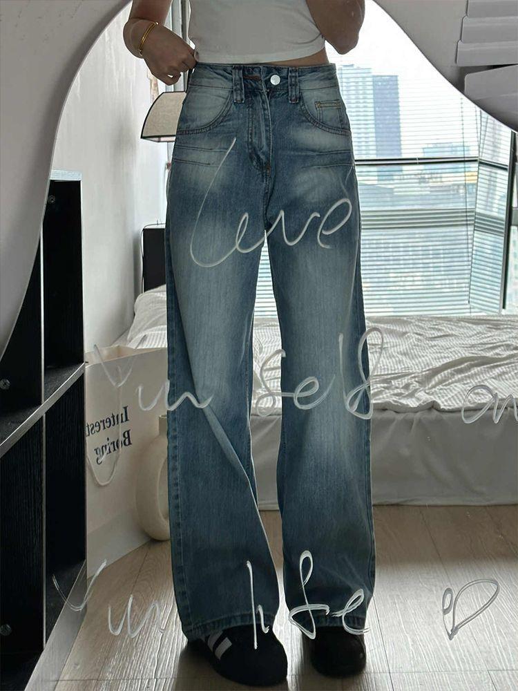 

Модные Удобные Дизайнерские Ретро Прямые Джинсы Женские С Высокой Посадкой Свободные Зауженные Широкие Брюки Джинсы для Женщин Длинные Джинсовые Брюки 4XL