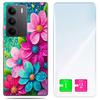 Etui Do Realme C75 / 14X 5G Obudowa Foto Case Plecki Kwiaty + Szkło 9H