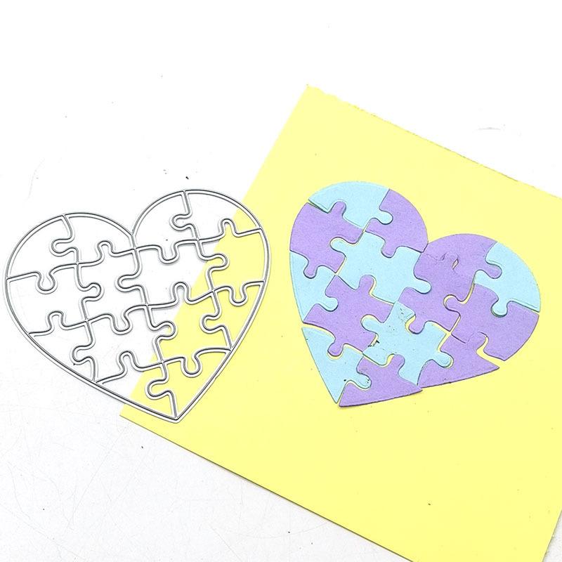 Love Puzzle Metal Cutting Dies Cut Die Mold Creative Puzzle Love Decoration Scrapbook Paper Craft Knife Mould Blade Punch Stencils