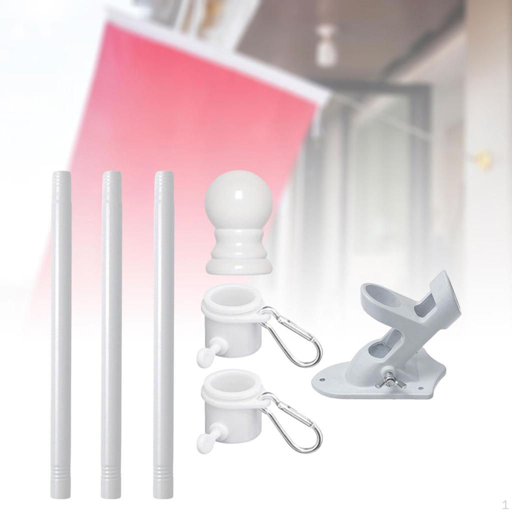 Flag Mast Kit with Mount Bracket Yard Outside House Farm Toper Roting Rings for Garage Garden