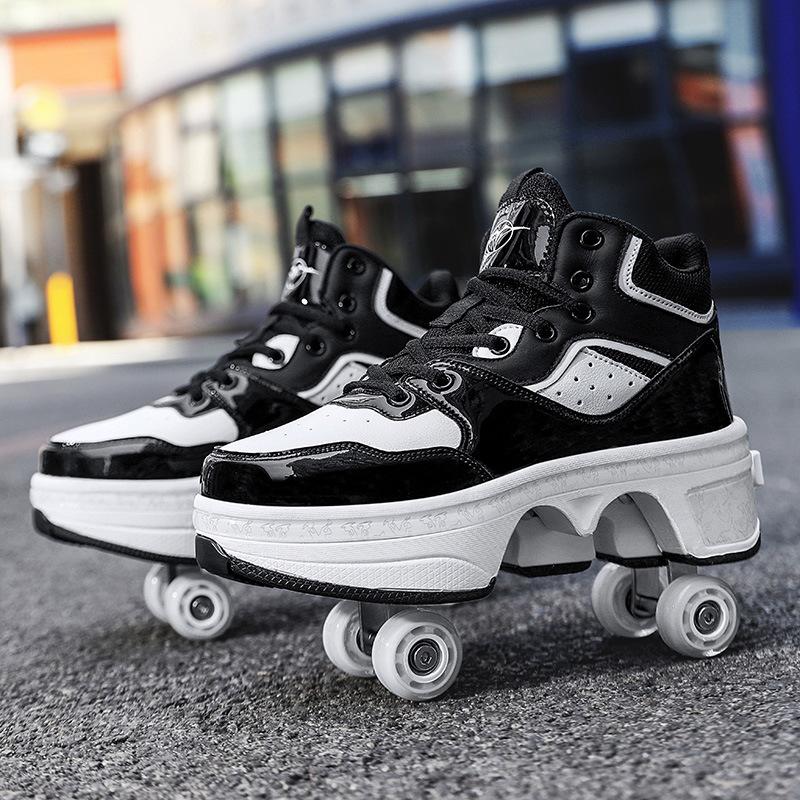 Four-wheel Runaway Shoes, Teenagers, Children, Primary and Secondary School Students, Deformed Shoes, New Second-generation Retractable Roller Skates