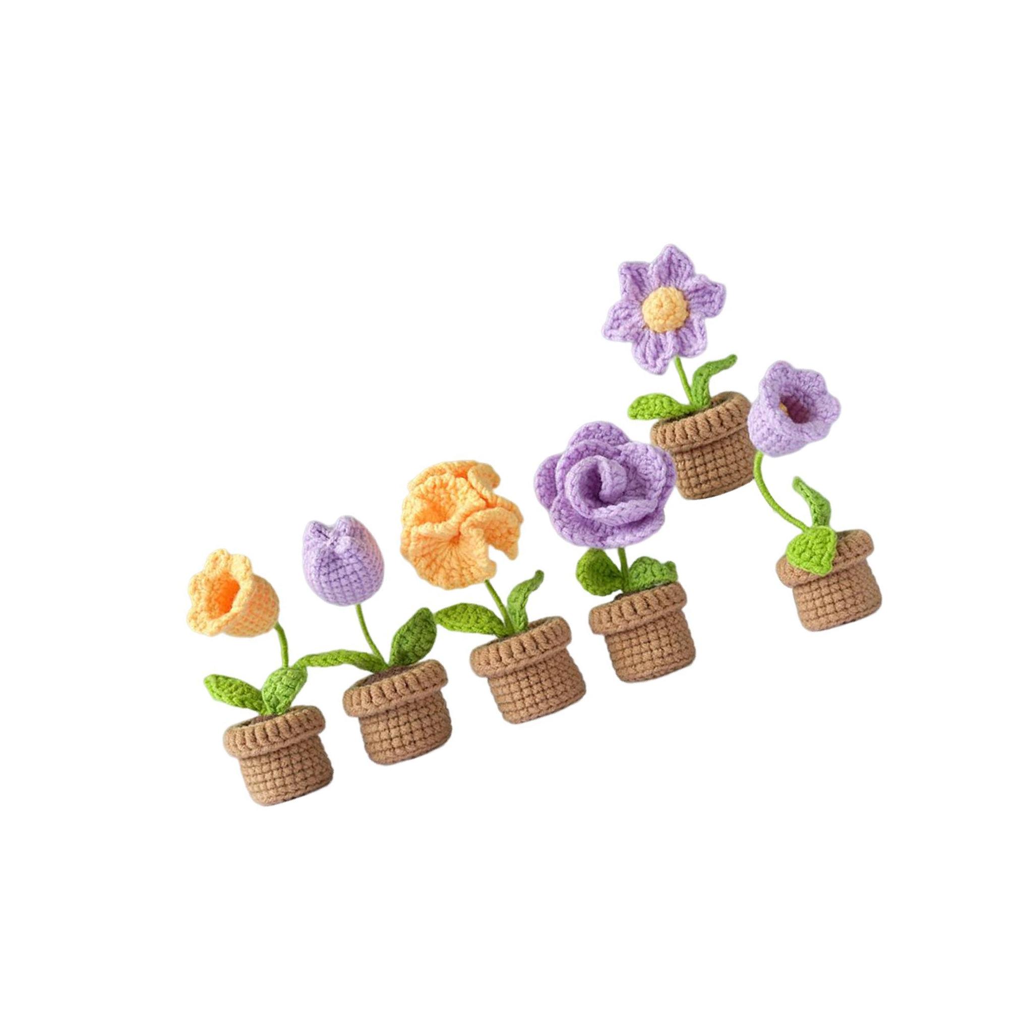 

Аксессуары для набора для вязания крючком. Вязаное крючком кашпо ручной работы для детей, подростков, начинающих. фиолетовый