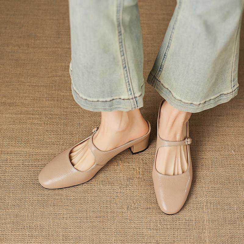 Krazing Pot sheepskin mules Summer Size 42 round Toe slip on Women Shallow Pumps