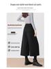 Women's Plus Size Dark Grey Wool-Blend Straight Leg Cropped Pants - Loose, Casual, Petite, Thickened for Spring & Autumn