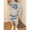 Classic Men's Casual Suit, Printed Drawstring Hoodie with Pockets and Drawstring Running Pants, a Must Have for Fashionable Men