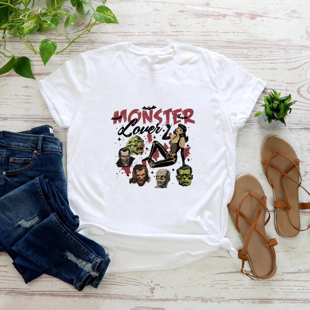 Vintage Halloween Shirt Halloween Halloween Horror shirt Halloween Monsters Spooky Season Retro halloween short sleeve shirt