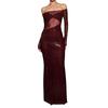 Women's Sexy Sheer One Shoulder Bodycon Long Evening Gown Dress for Party Dinner European American Style