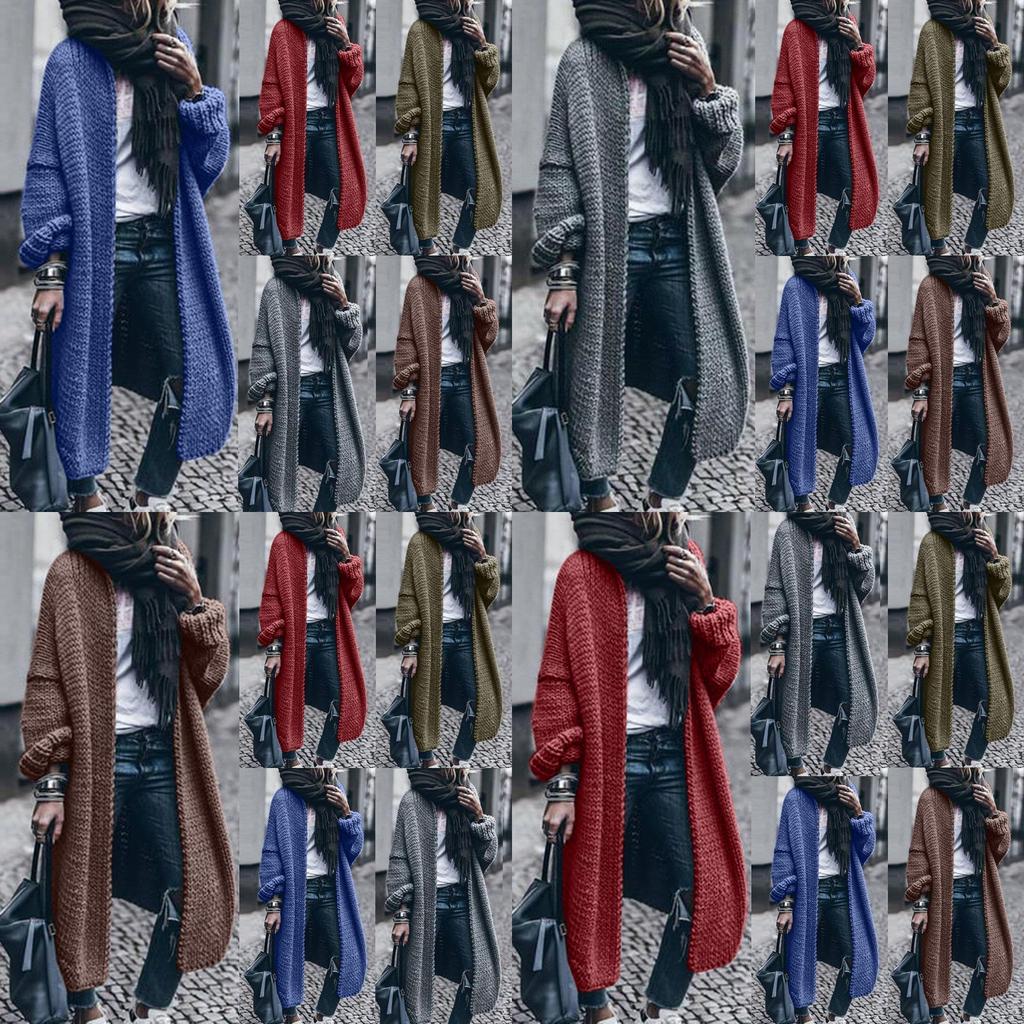 Stilvoller Damen Einfarbig Lockerer Strickpullover Cardigan mit Weichem Grobstrick