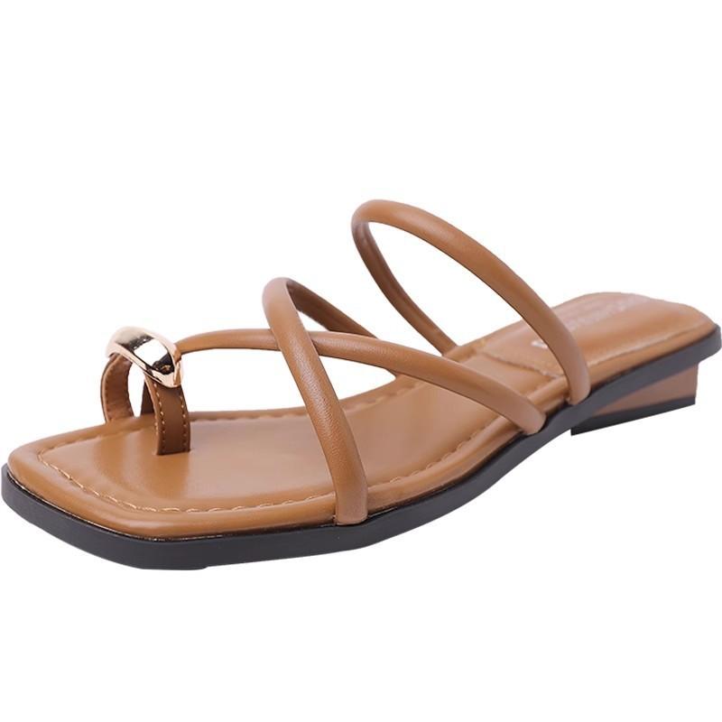 Women's sandals summer retro new casual thick heel Roman sandals women's toes Internet celebrity low heel beach shoes