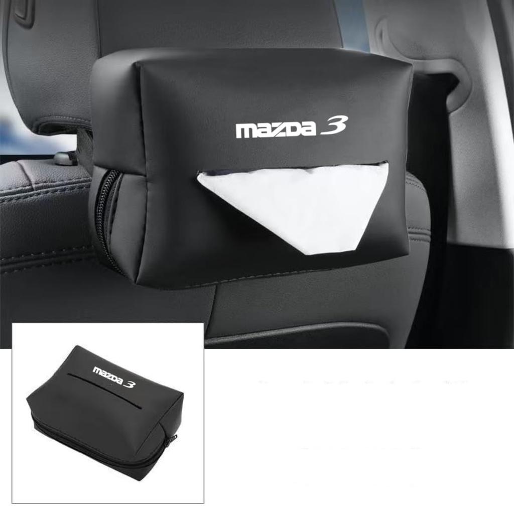 MAZDA 3 Car Tissue Box, Tissue Holder, Storage Box, Tissue Paper Customizable, Leather Material