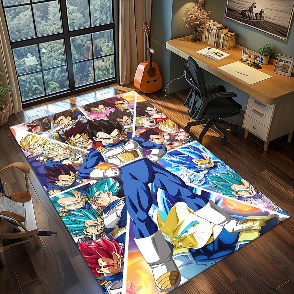 Tappeto Anime Dragon Ball Goku Tappeto Tappeto Grande Area Tappetino Pavimento Antiscivolo Lavabile Stanza Gamer Camera da Letto Decorazioni per la Casa -QJY